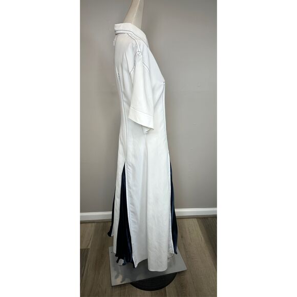 FERRAGAMO Topstitched satin-trimmed poplin midi dress Size IT38/US2 $2600 - Picture 8 of 12